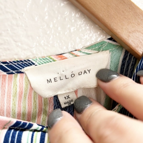 Melloday Striped Cold Shoulder Wide Sleeve Lightweight Top - Picture 2 of 9